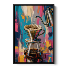 Pour-Over Coffee Ritual - Black Framed Canvas Wall Art - Front