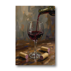 Pouring Wine Painting with Three Corks - Canvas Wall Art - Front