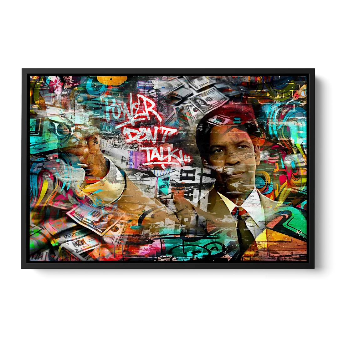 Power Don't Talk Front - Black Canvas Wall Art