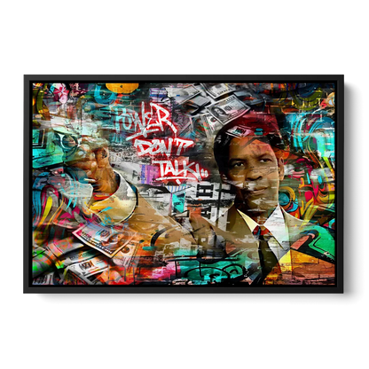 Power Don't Talk Front - Black Canvas Wall Art