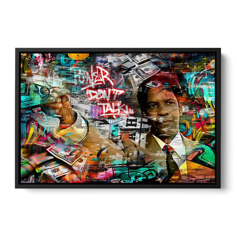 Power Don't Talk Front - Black Canvas Wall Art