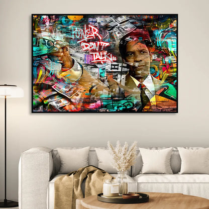 Power Don't Talk Living Room - Black Canvas Wall Art