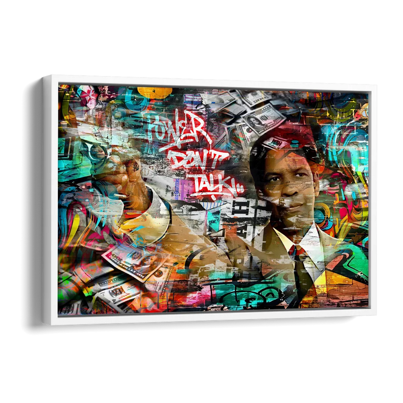 Power Don't Talk Side - White Canvas Wall Art