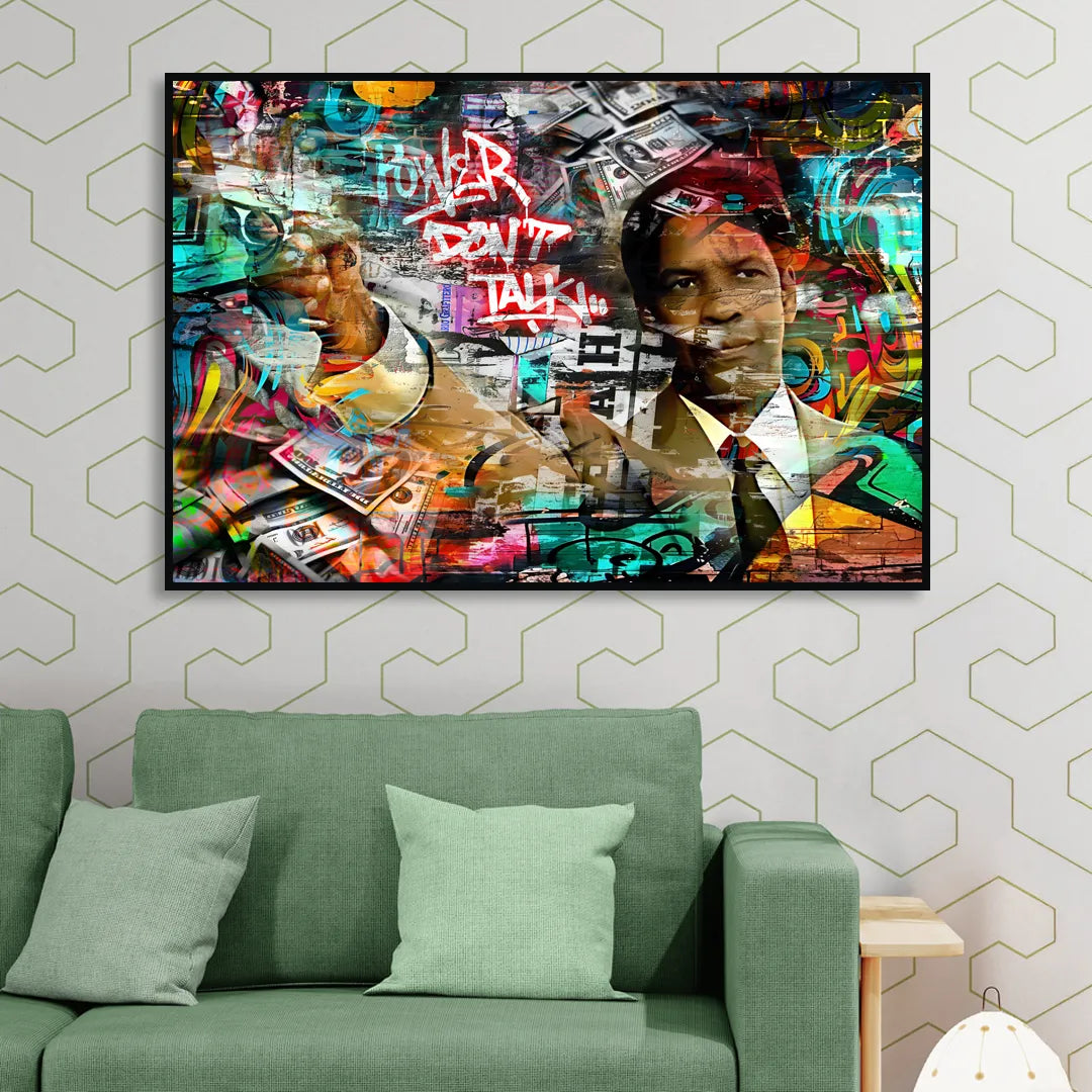 Power Don't Talk Sitting Room - Black Canvas Wall Art
