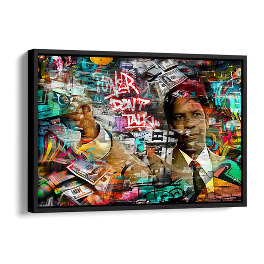 Power Don't Talk Side - Black Canvas Wall Art