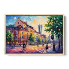Praga District Vibe - Oak Framed Canvas Wall Art - Front