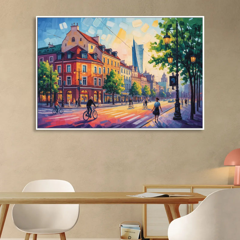 Praga District Vibe Sitting Room - White Canvas Wall Art