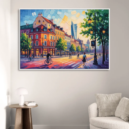 Praga District Vibe Living Room - White Canvas Wall Art