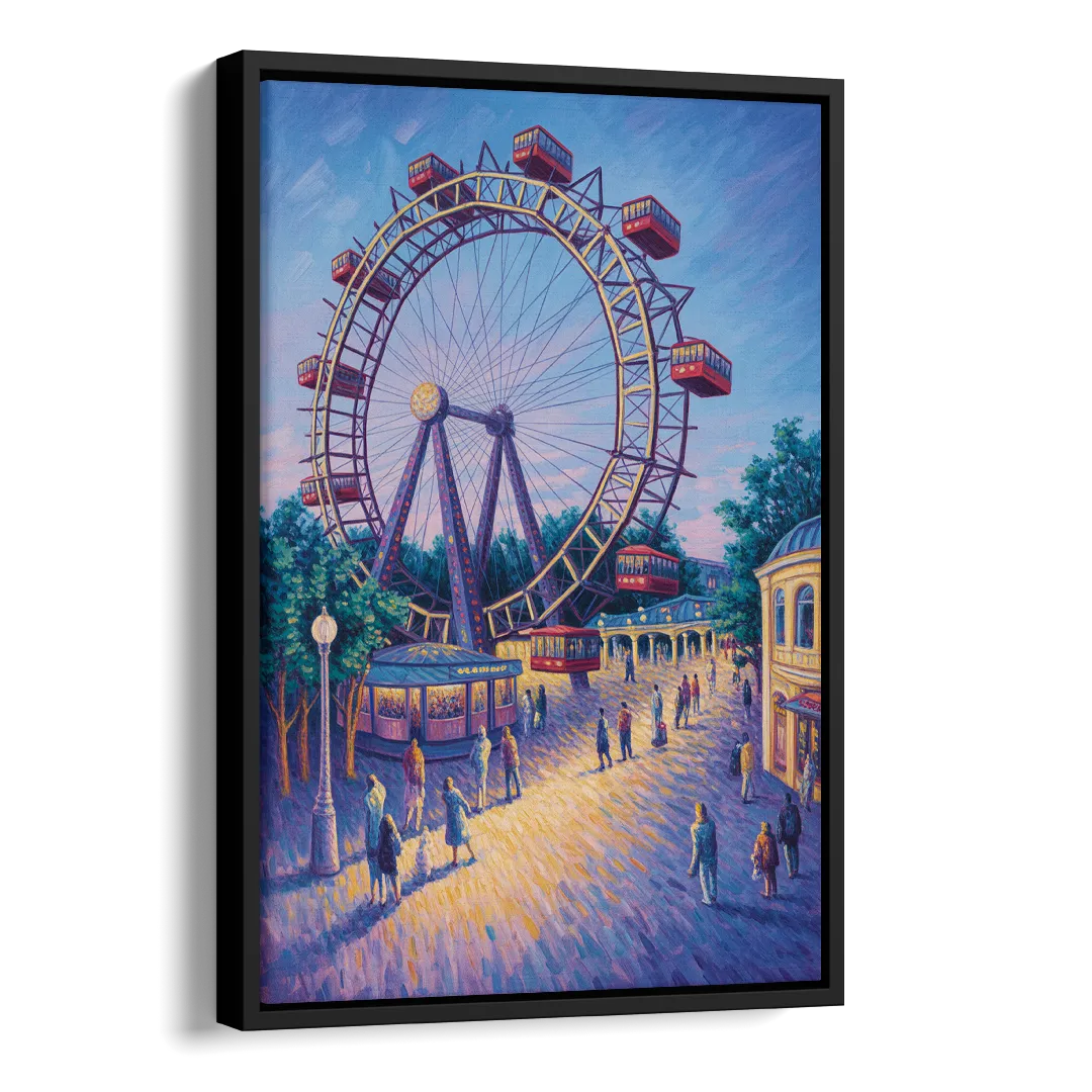 Prater's Giant Wheel Side - Black Canvas Wall Art