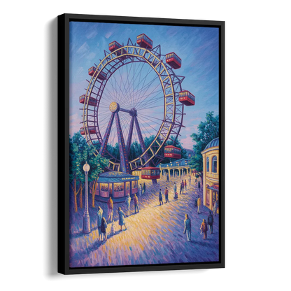 Prater's Giant Wheel Side - Black Canvas Wall Art