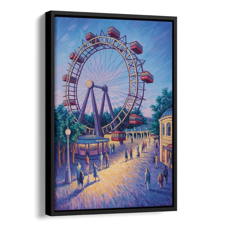 Prater's Giant Wheel Side - Black Canvas Wall Art