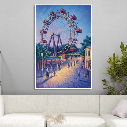 Prater's Giant Wheel Living Room - White Canvas Wall Art