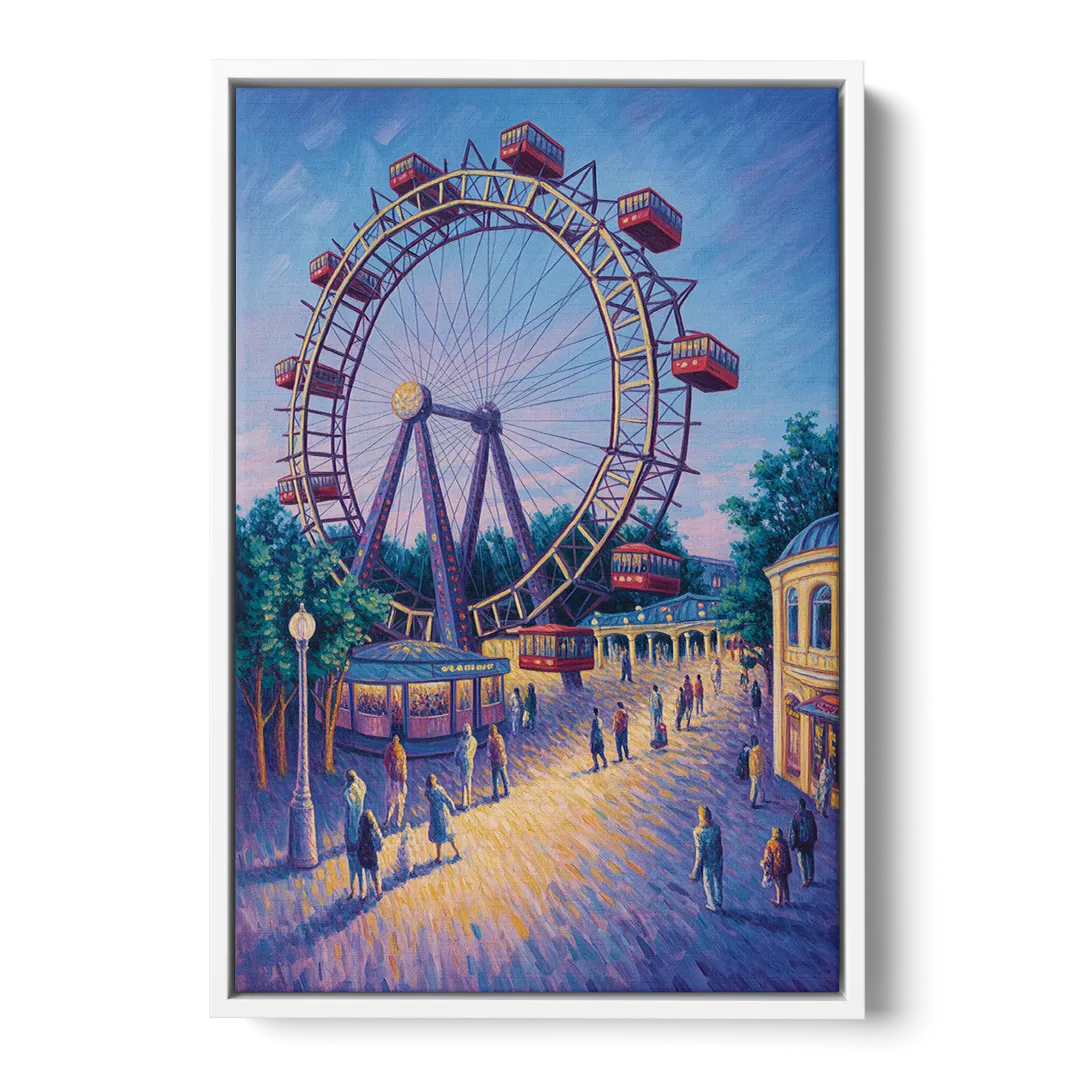 Prater's Giant Wheel Front - White Canvas Wall Art