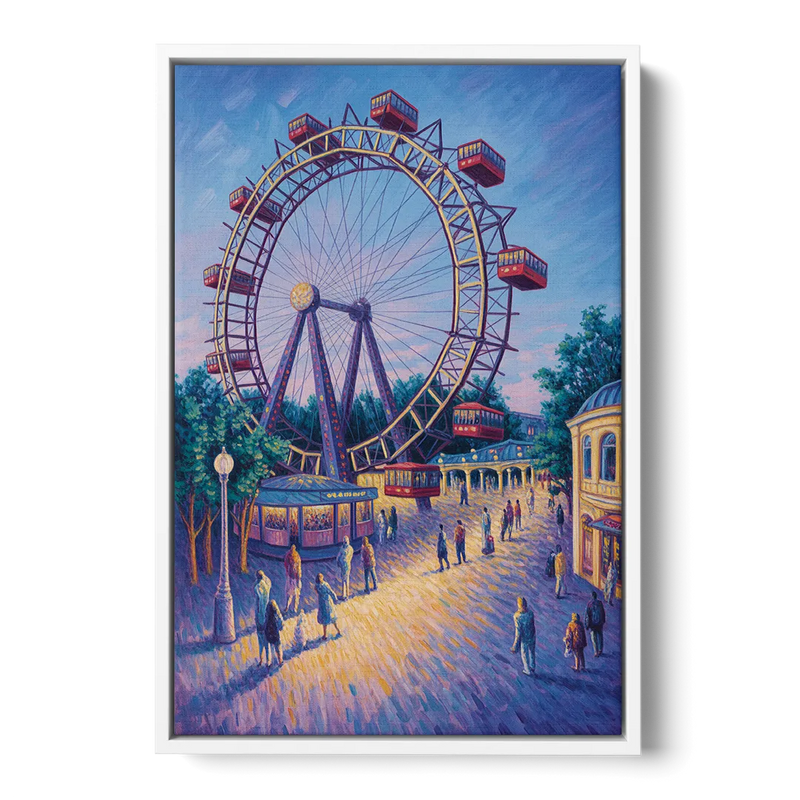 Prater's Giant Wheel Front - White Canvas Wall Art