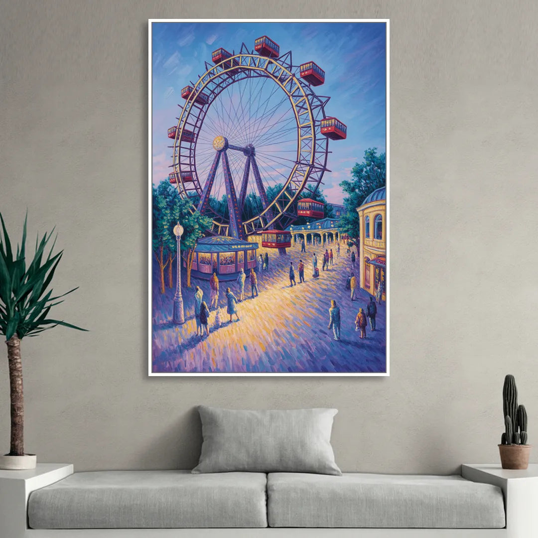Prater's Giant Wheel Sitting Room - White Canvas Wall Art