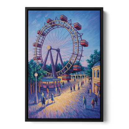 Prater's Giant Wheel Front - Black Canvas Wall Art