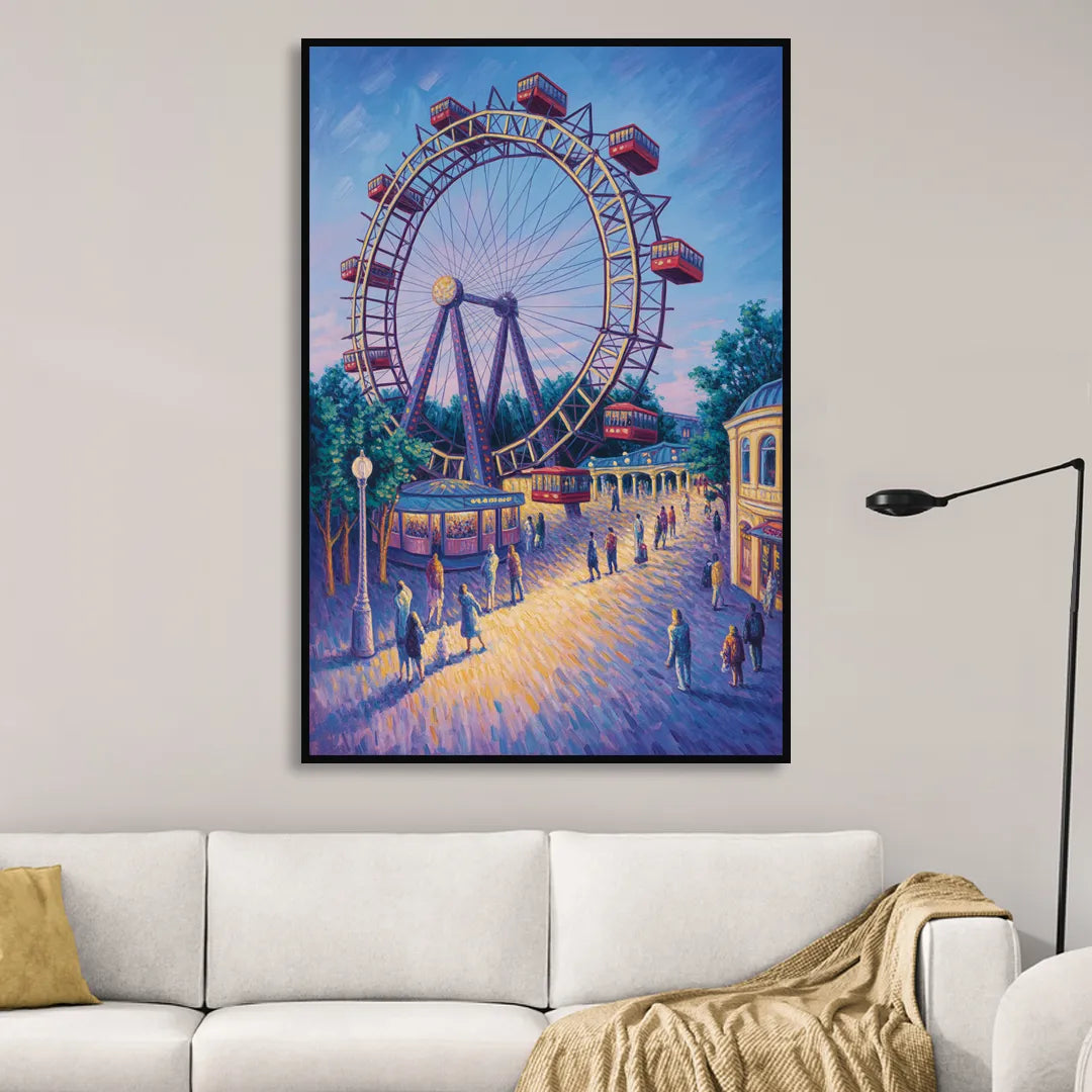 Prater's Giant Wheel Sitting Room - Black Canvas Wall Art