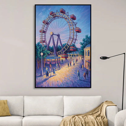 Prater's Giant Wheel Sitting Room - Black Canvas Wall Art