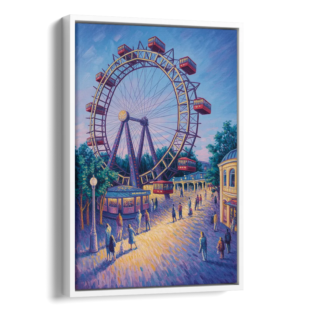 Prater's Giant Wheel Side - White Canvas Wall Art
