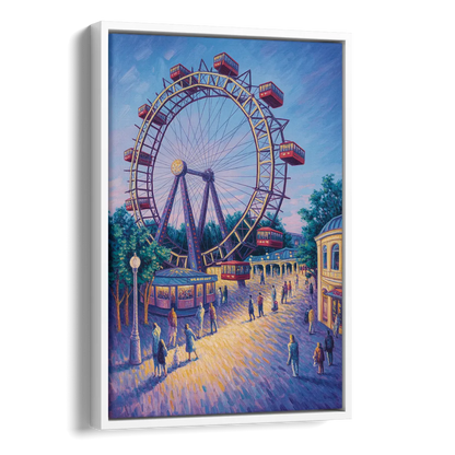 Prater's Giant Wheel Side - White Canvas Wall Art