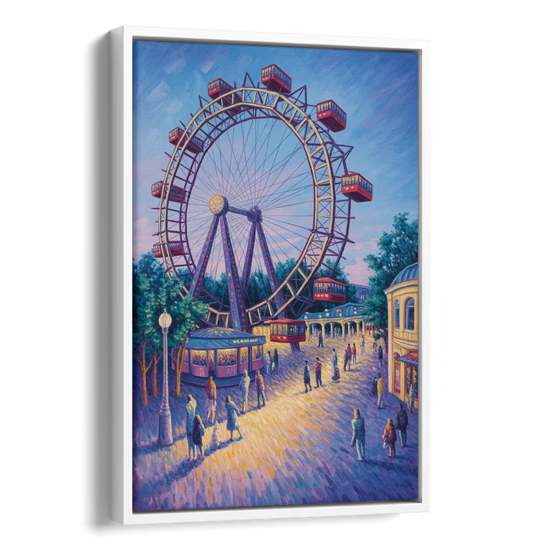 Prater's Giant Wheel Side - White Canvas Wall Art