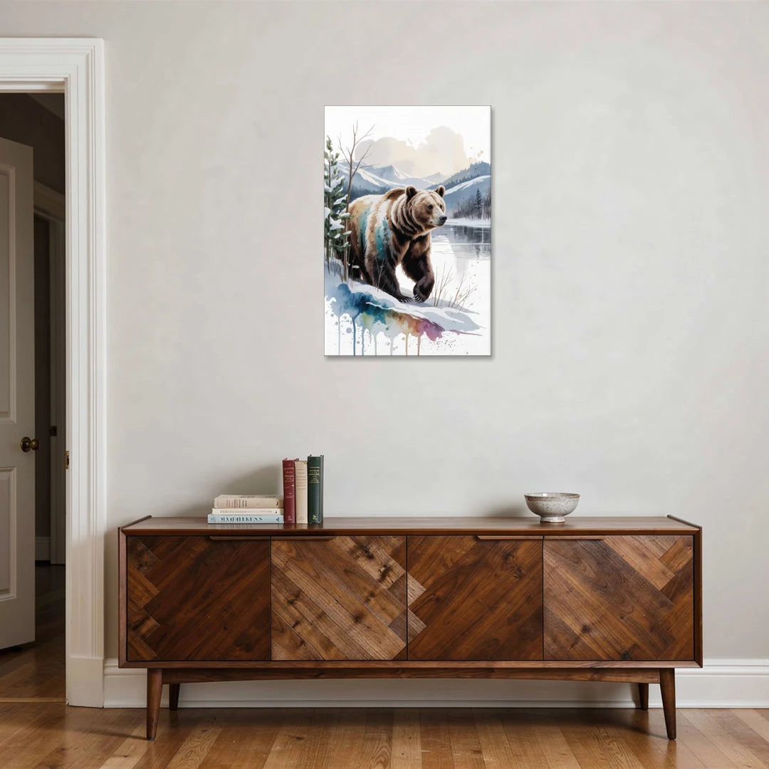 Pristine Winter Bear Landscape - Canvas Wall Art - Coffee Table - 24x36