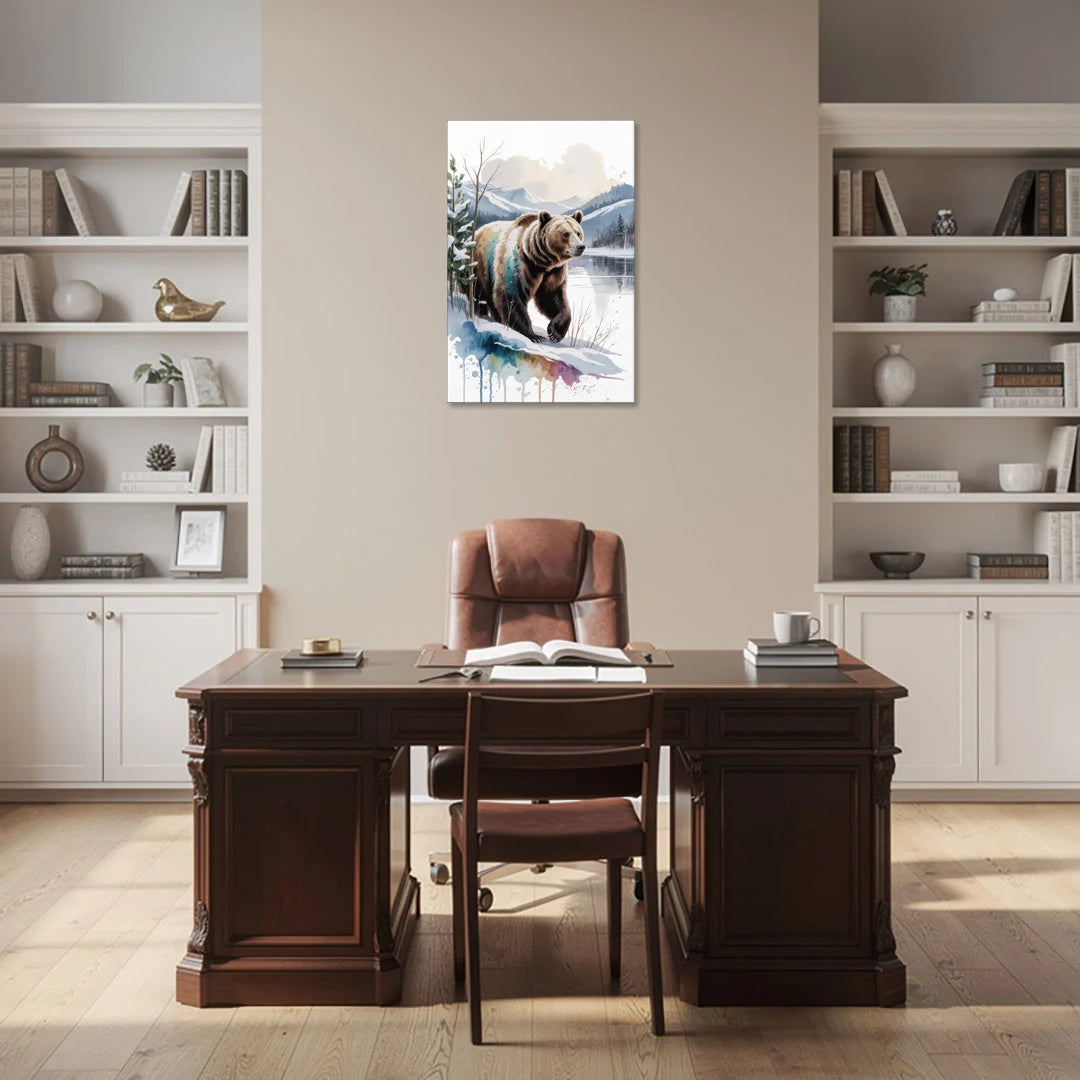 Pristine Winter Bear Landscape - Canvas Wall Art - Office - 24x36