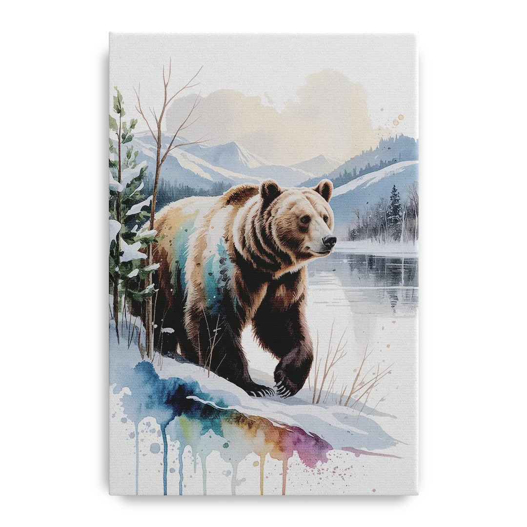Pristine Winter Bear Landscape - Canvas Wall Art
