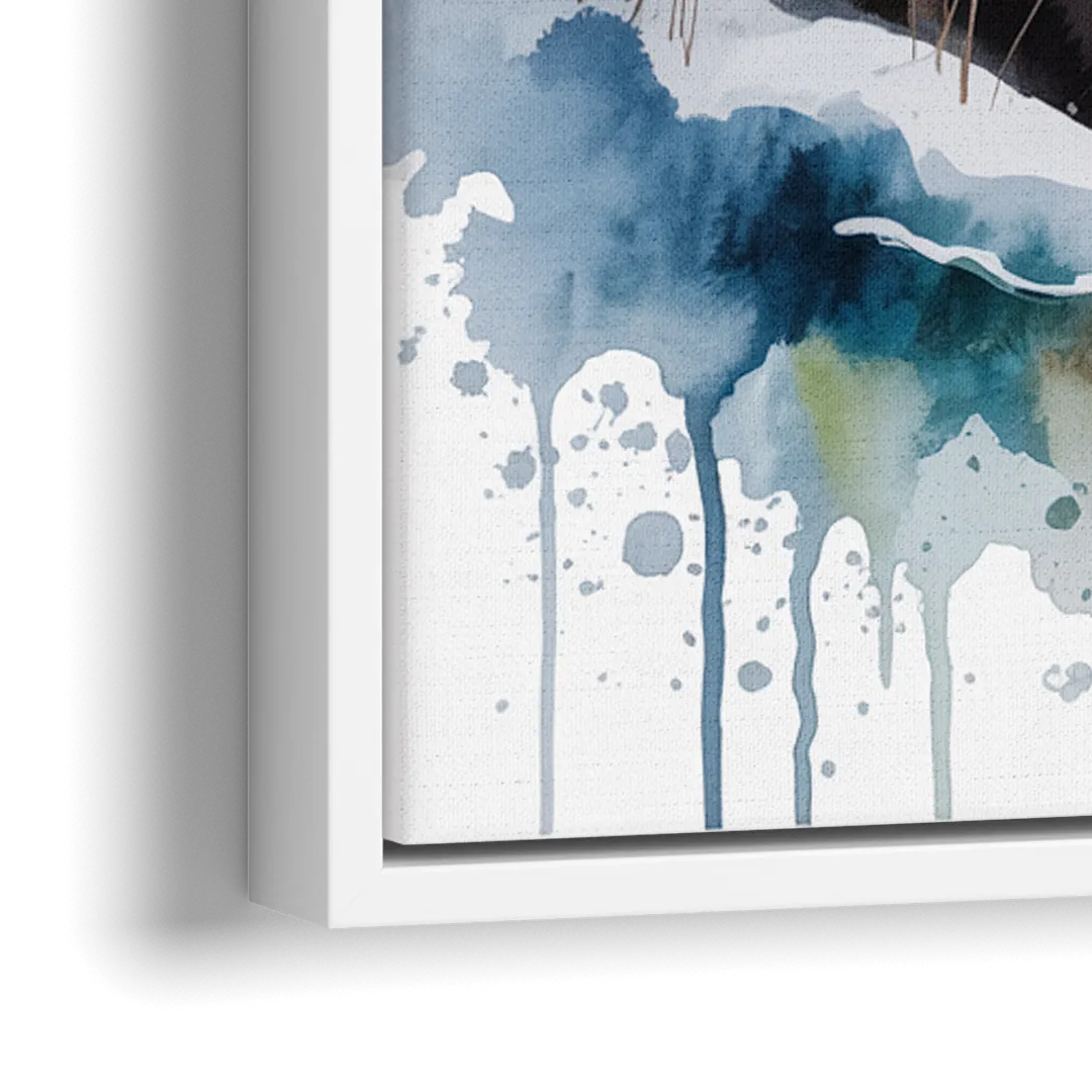 Pristine Winter Bear Landscape - Close-Up White Frame Canvas