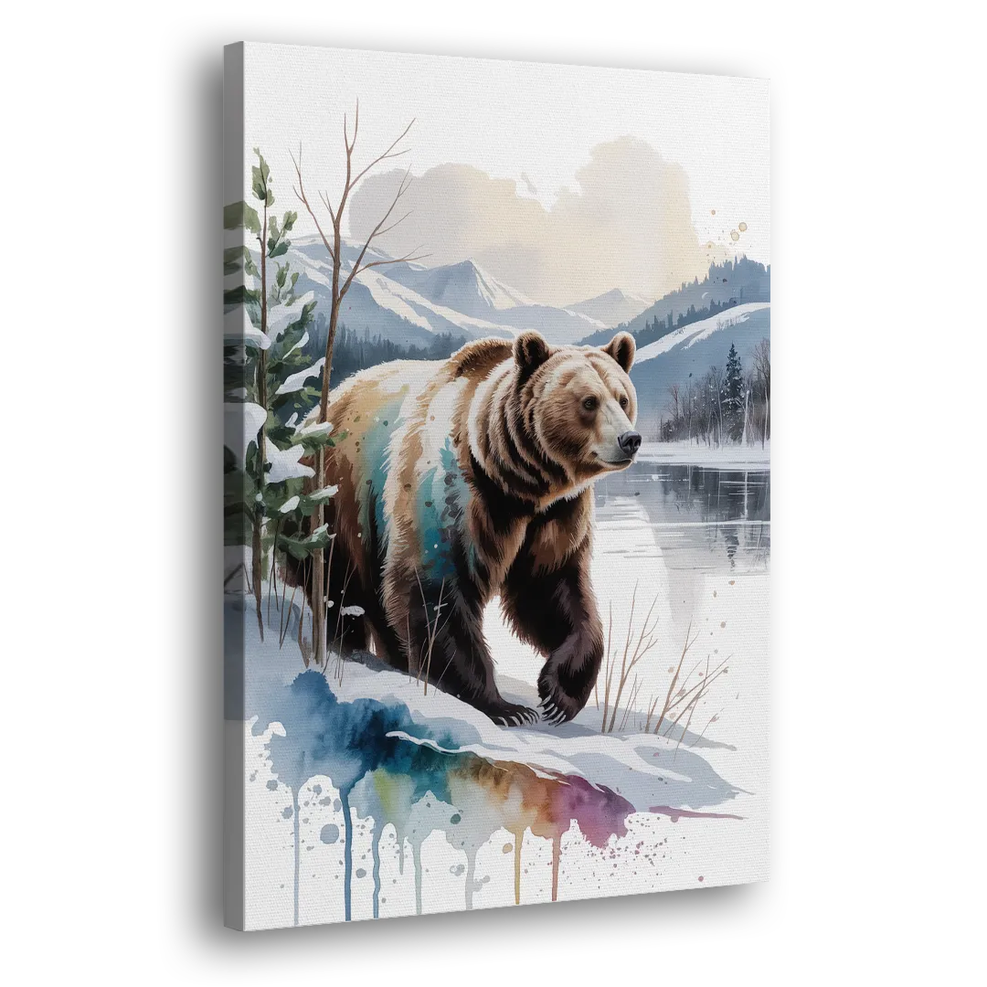 Pristine Winter Bear Landscape Side - Canvas Wall Art