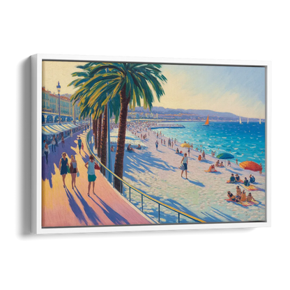 Promenade des Anglais Side - White Canvas Wall Art