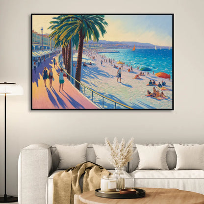 Promenade des Anglais Sitting Room - Black Canvas Wall Art