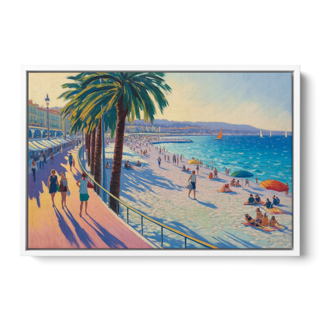 Promenade des Anglais Front - White Canvas Wall Art