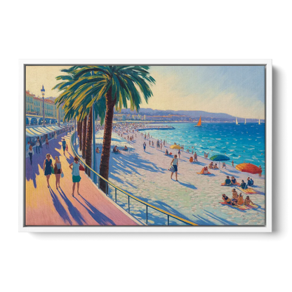 Promenade des Anglais Front - White Canvas Wall Art