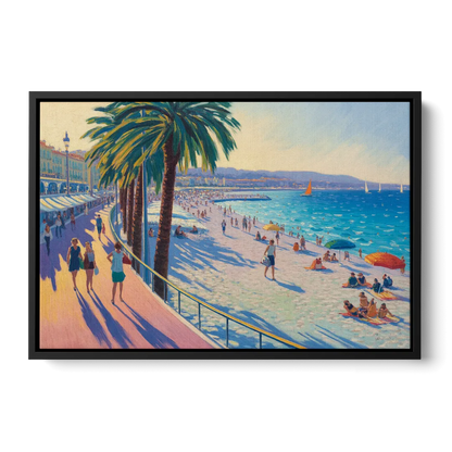 Promenade des Anglais Front - Black Canvas Wall Art