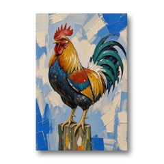 Proud Farmhouse Rooster on a Fence Post - Canvas Wall Art - Front