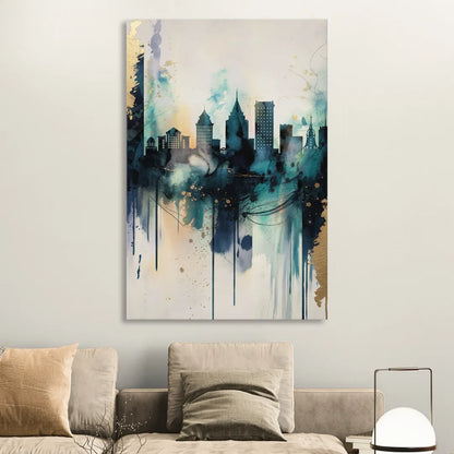 Providence Abstract Skyline Living Room - Canvas Wall Art