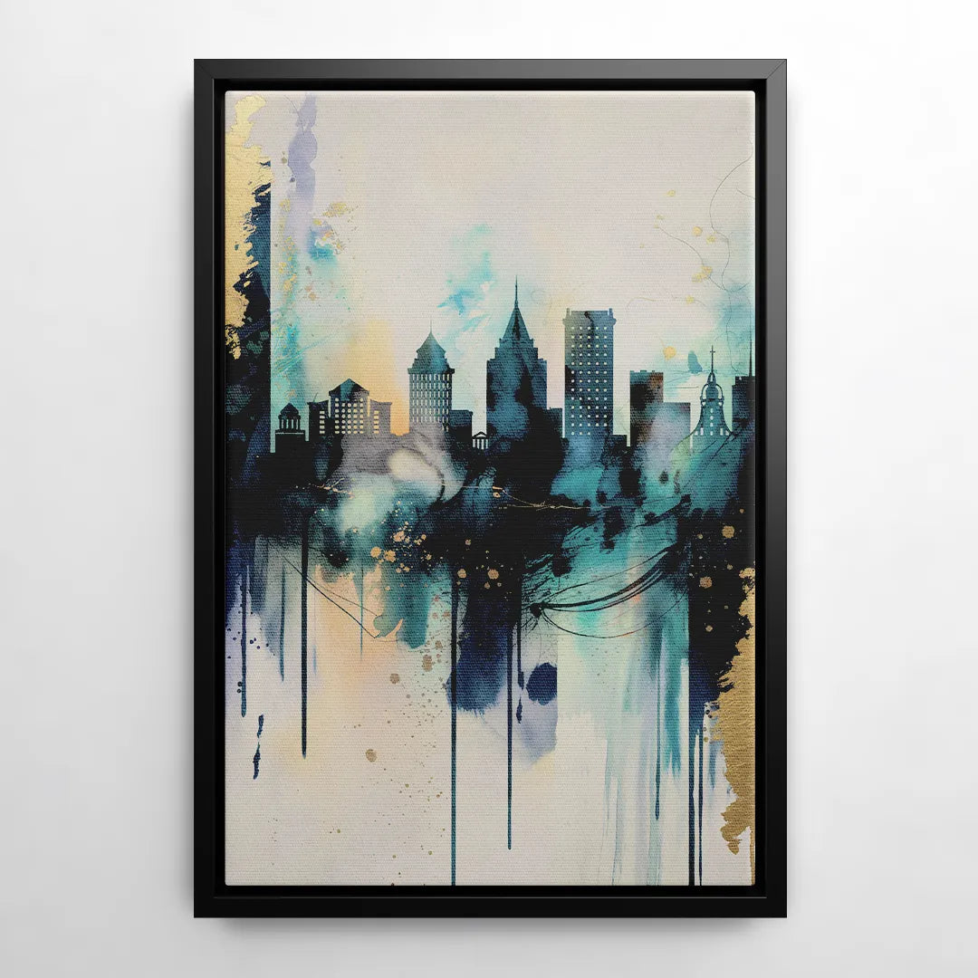 Providence Abstract Skyline - Black Frame Canvas