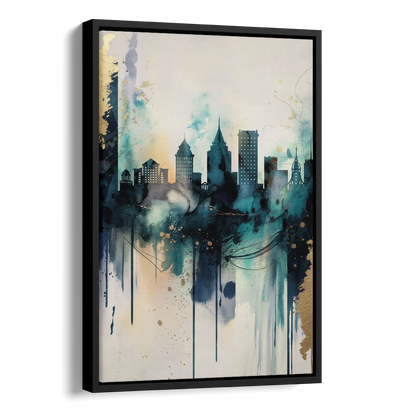 Providence Abstract Skyline Side - Black Canvas Wall Art