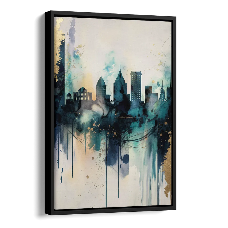 Providence Abstract Skyline Side - Black Canvas Wall Art