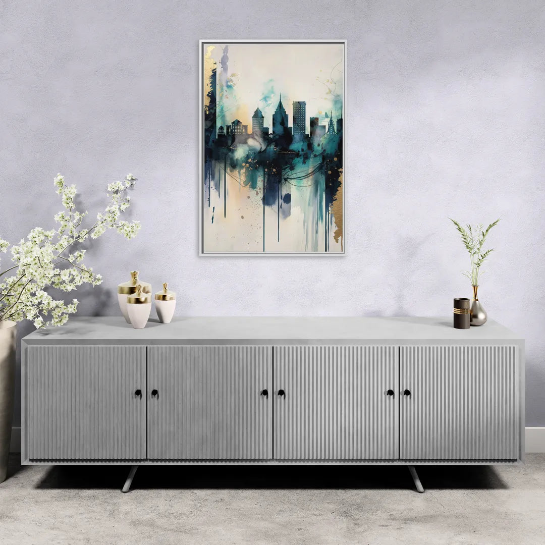 Providence Abstract Skyline - Living Room White Frame Canvas