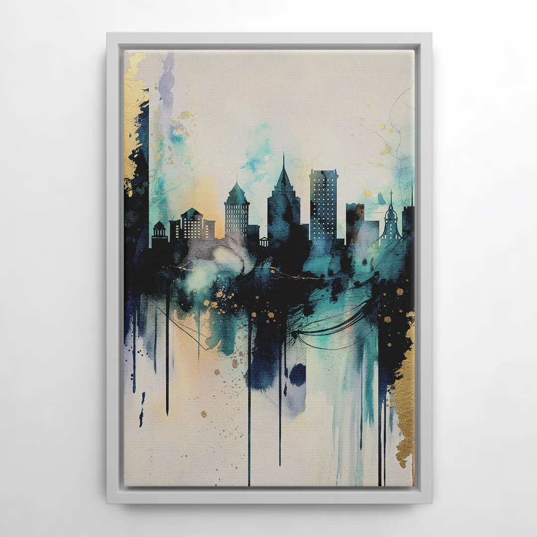 Providence Abstract Skyline - White Frame Canvas