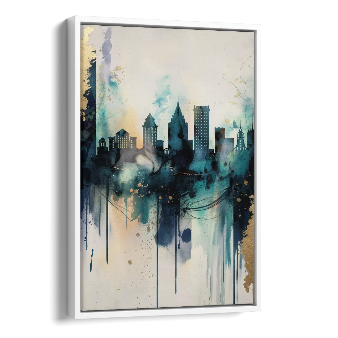 Providence Abstract Skyline Side - White Canvas Wall Art