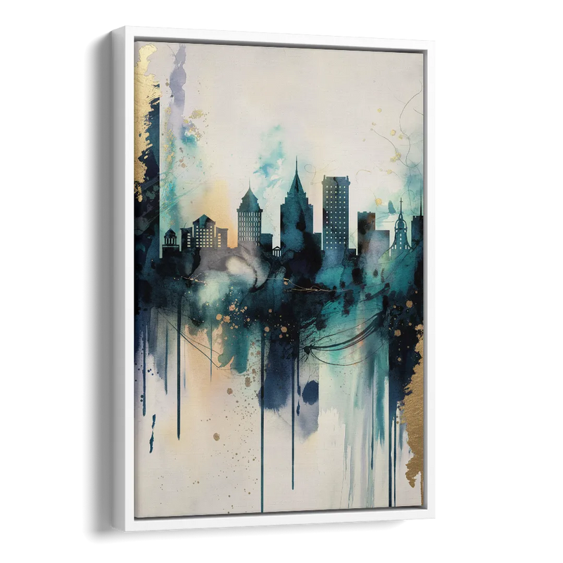 Providence Abstract Skyline Side - White Canvas Wall Art