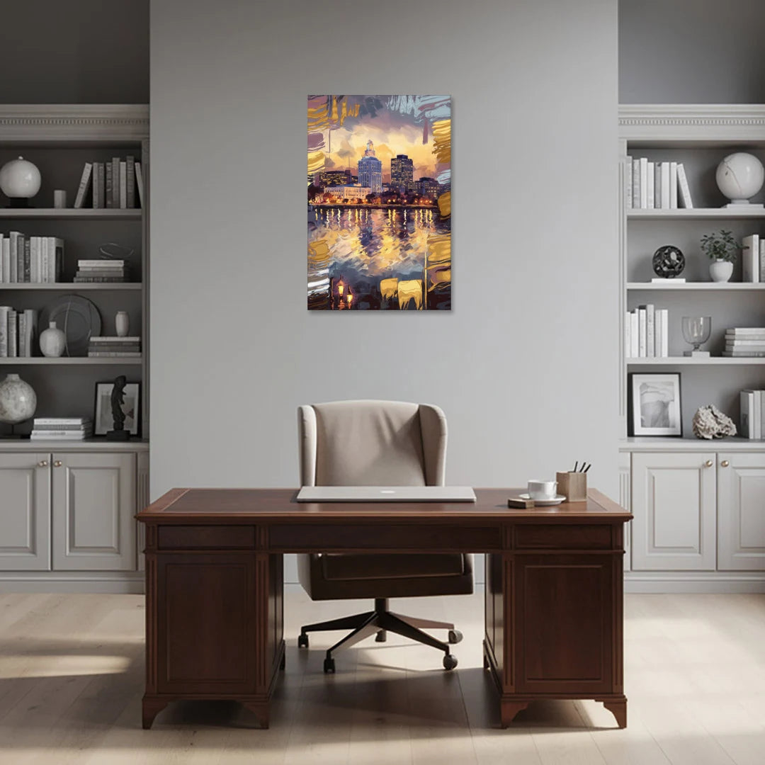 Providence Cityscape Reflection - Canvas Wall Art - Office - 24x36