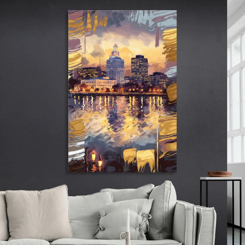 Providence Cityscape Reflection Sitting Room - Canvas Wall Art