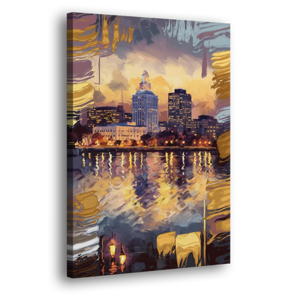 Providence Cityscape Reflection Side - Canvas Wall Art