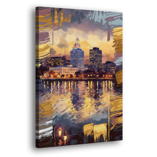Providence Cityscape Reflection Side - Canvas Wall Art
