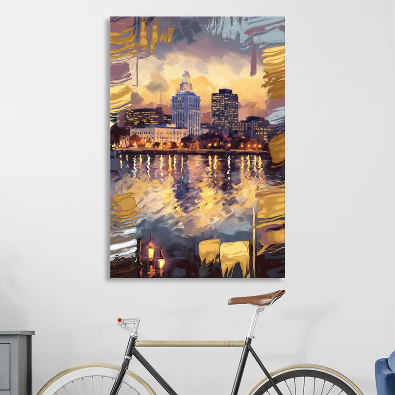 Providence Cityscape Reflection Living Room - Canvas Wall Art