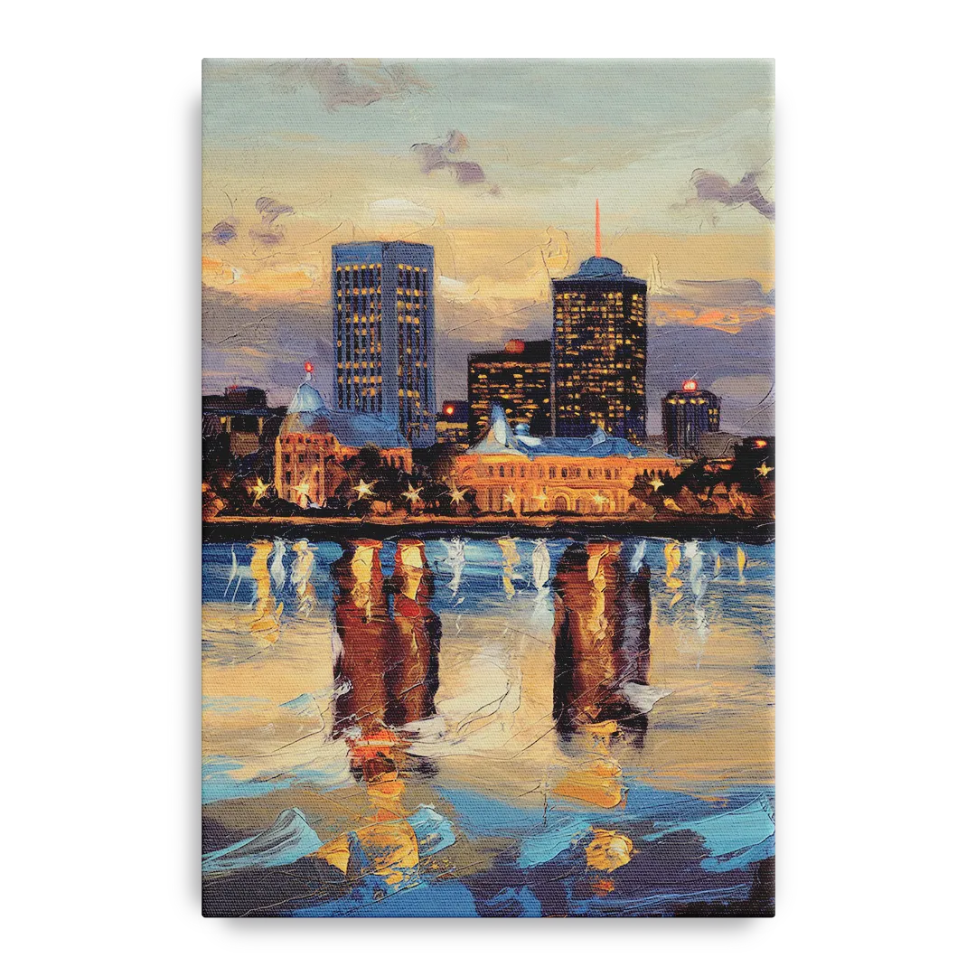 Providence Cityscape Reflection Mirror Front - Canvas Wall Art